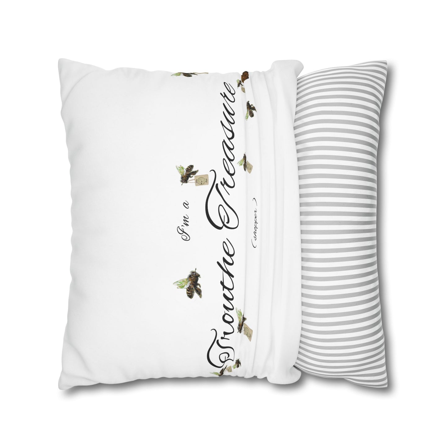 Trouthe Treasure / Honey Bee - Square Poly Canvas Pillowcase .
