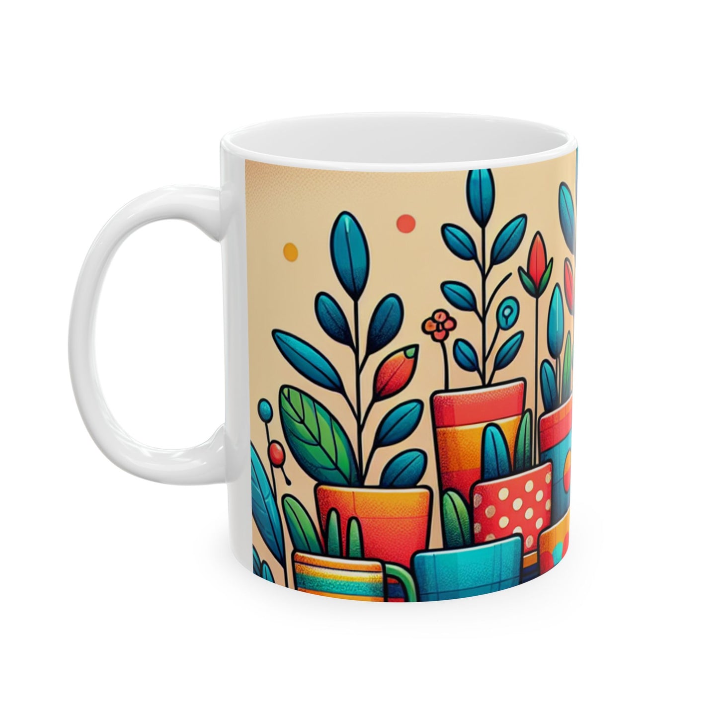 Vibrant Botanical Ceramic Mug - Perfect Gift for Plant Lovers