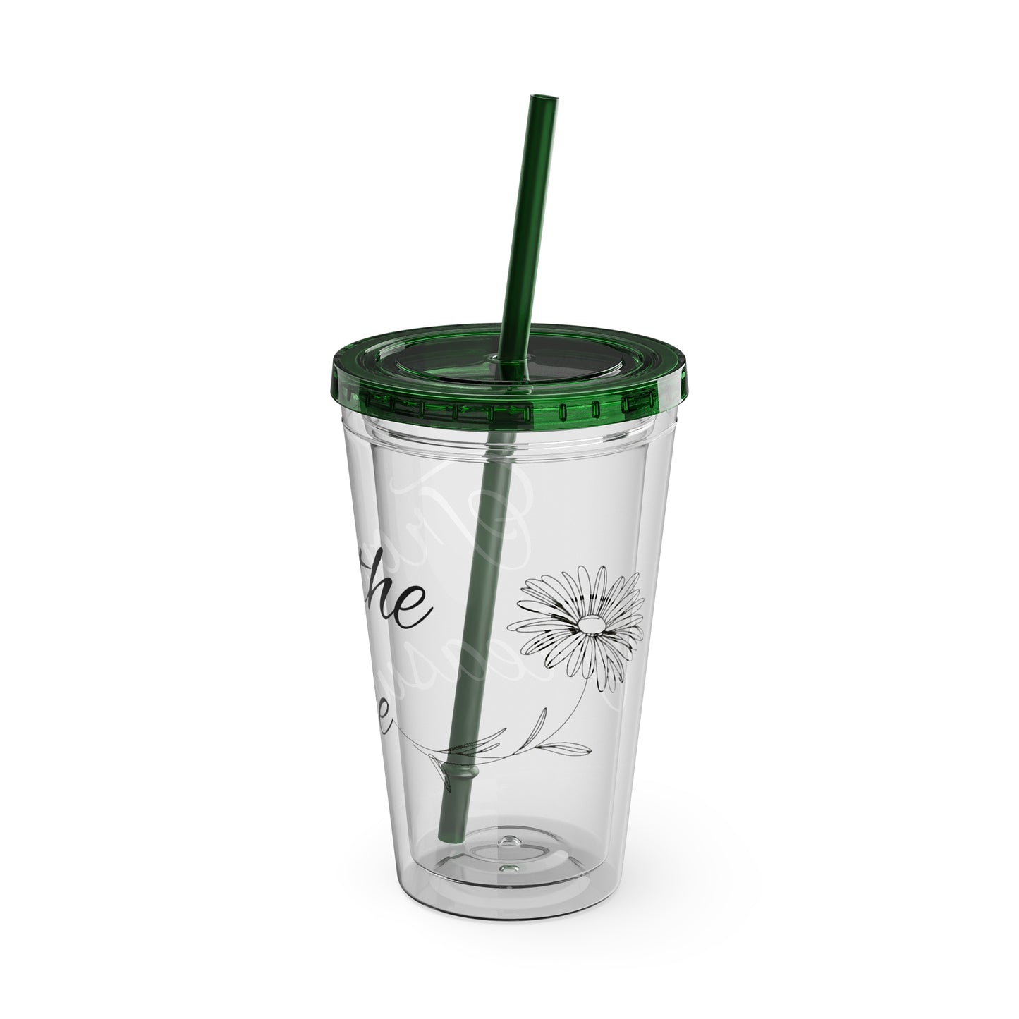 Sunsplash 16oz Tumbler with Straw - 'Treasure' Design, Clear Travel Cup for Drinks, Perfect Gift for All Occasions