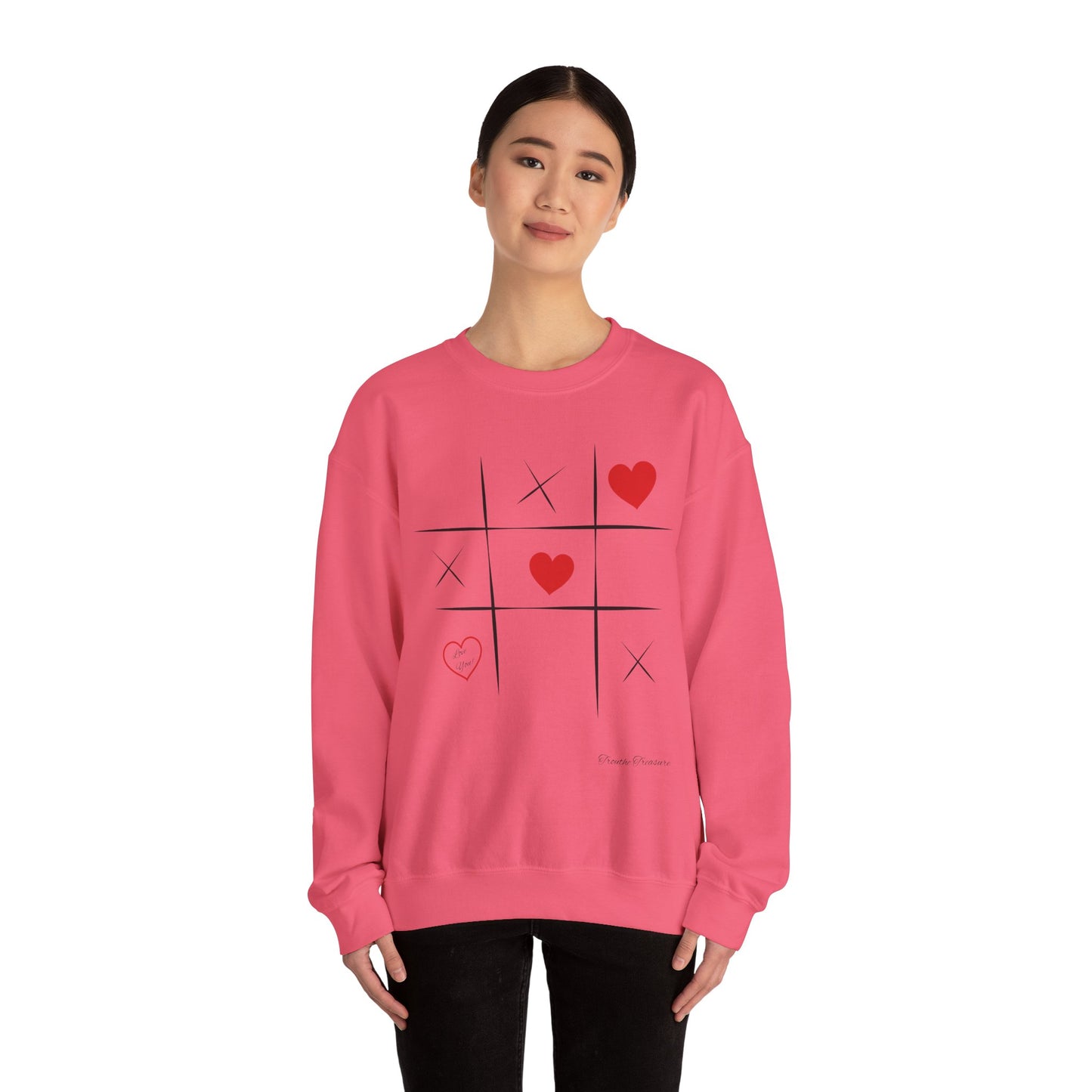 Love Game Unisex Crewneck Sweatshirt - Tik Tak Toe Heart Design