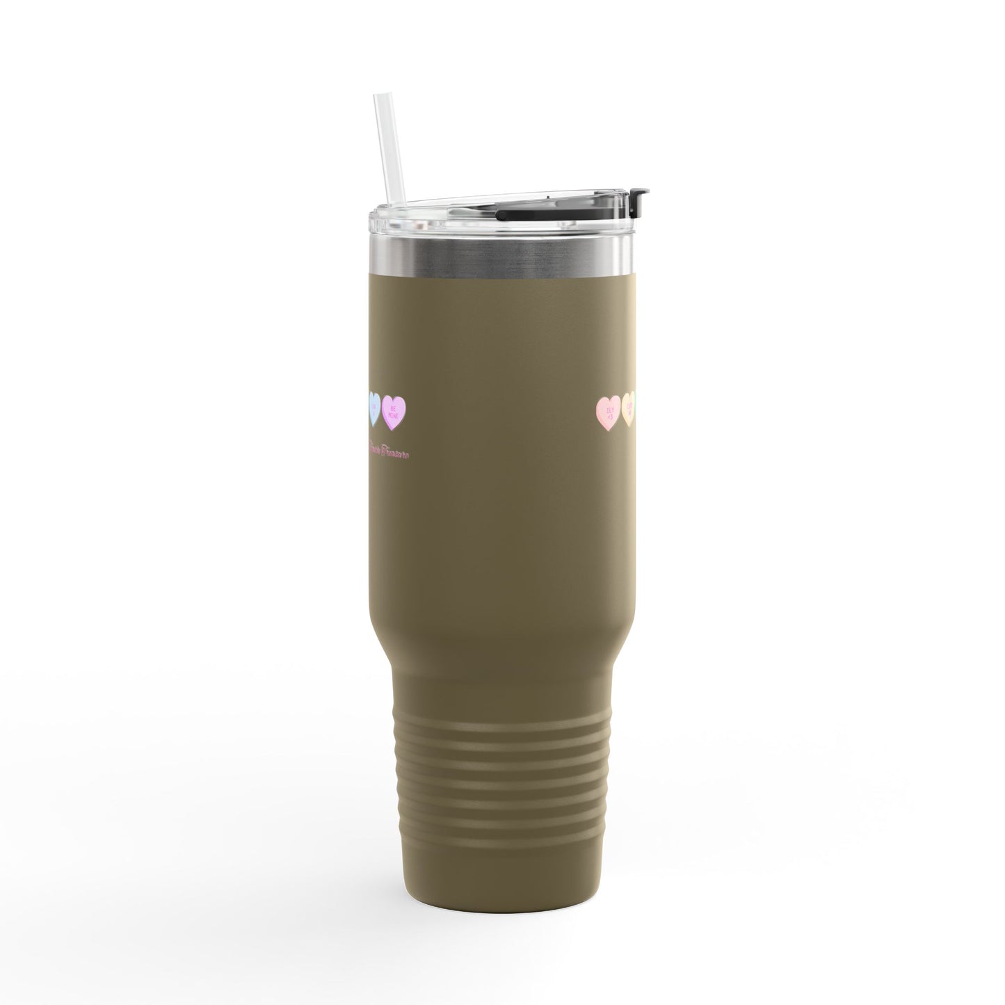 Colorful Hearts Insulated Travel Mug - 40oz, Perfect for Coffee Lovers & Gifts