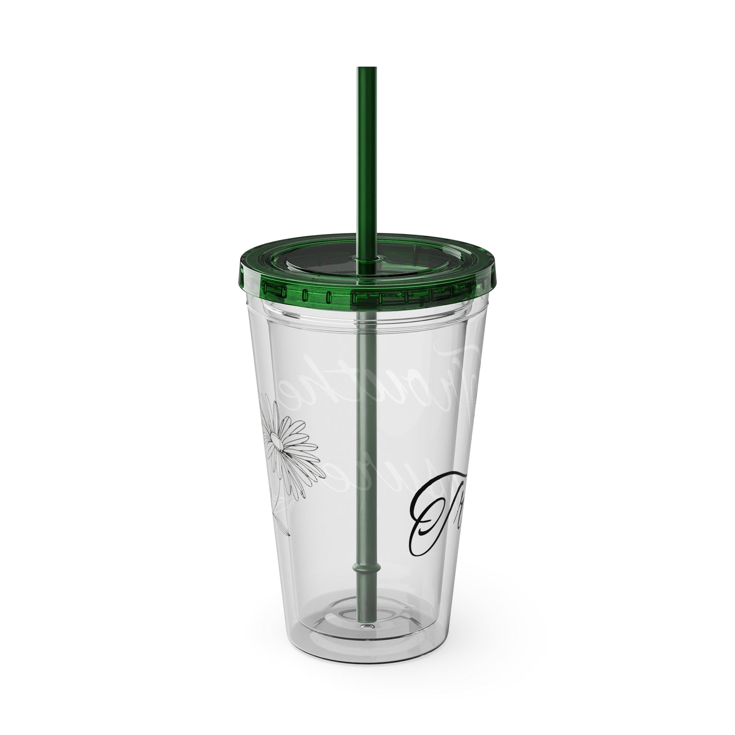 Sunsplash 16oz Tumbler with Straw - 'Treasure' Design, Clear Travel Cup for Drinks, Perfect Gift for All Occasions
