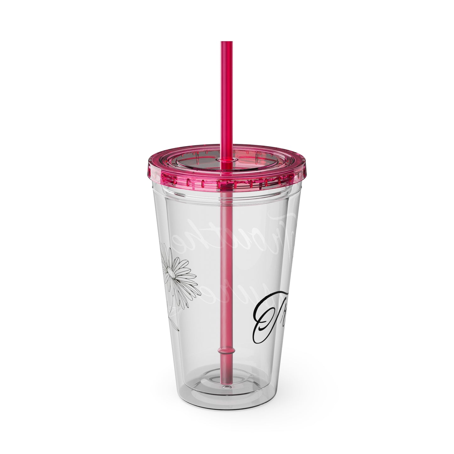 Sunsplash 16oz Tumbler with Straw - 'Treasure' Design, Clear Travel Cup for Drinks, Perfect Gift for All Occasions