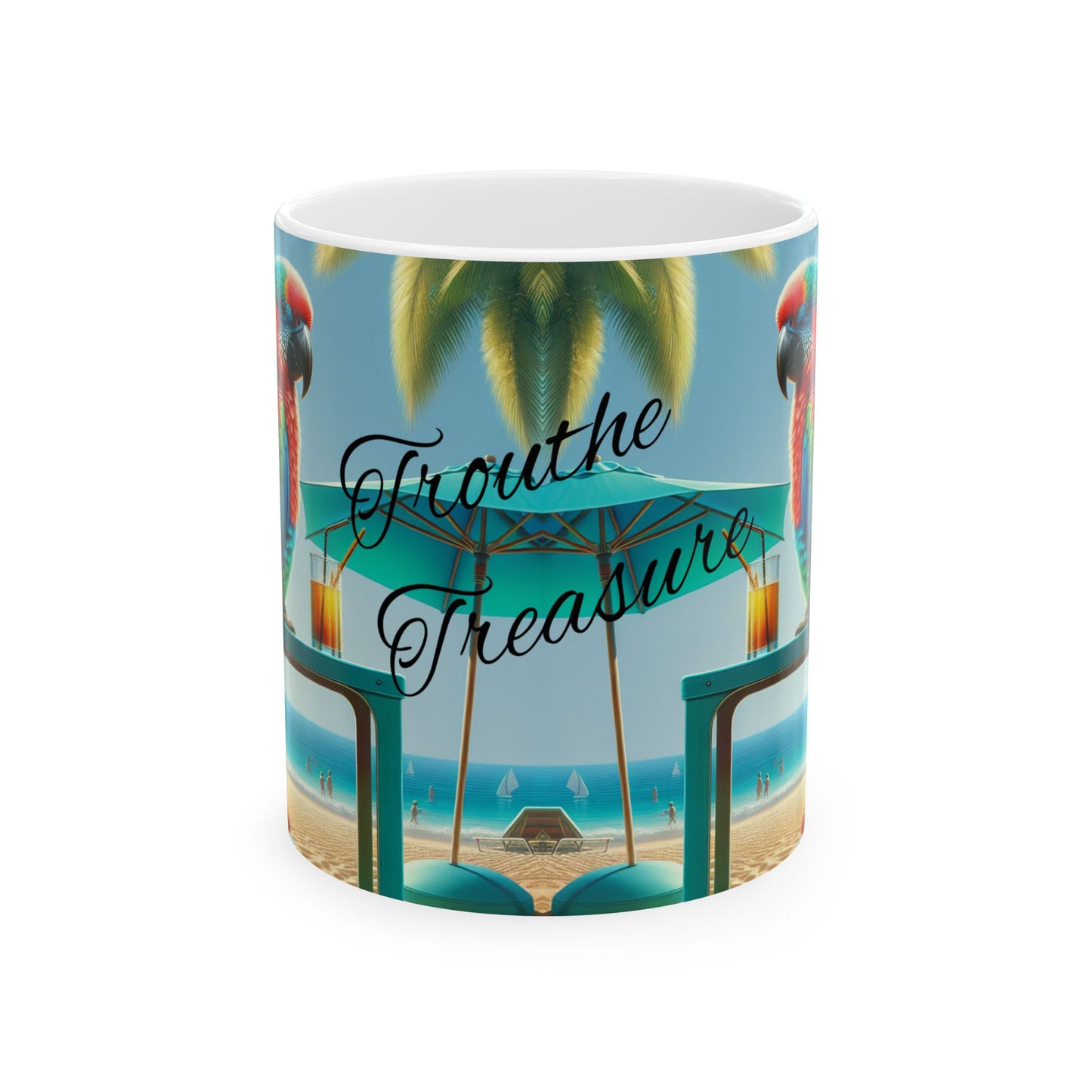 Tropical Paradise Ceramic Mug - "Treasure" Design (11oz & 15oz)