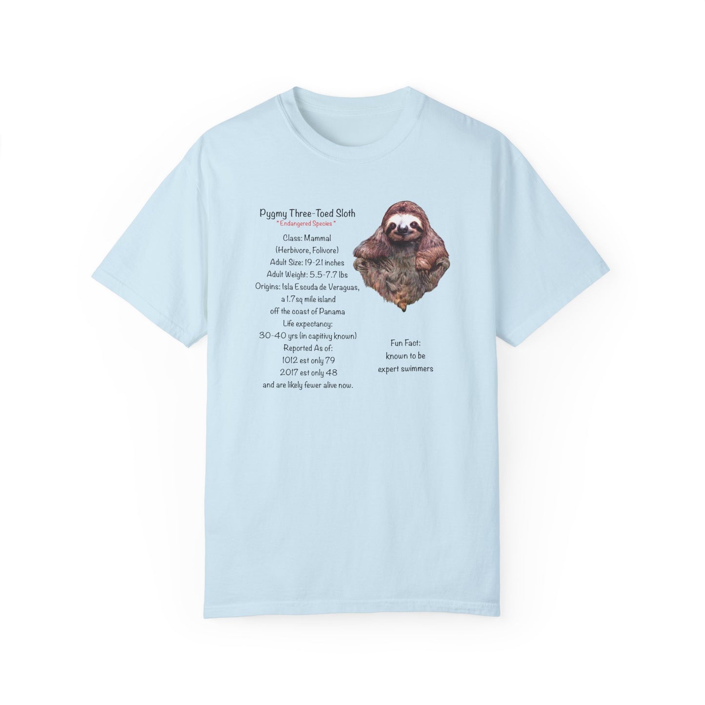 Endangered Pygmy Sloth - Unisex Garment-Dyed T-shirt