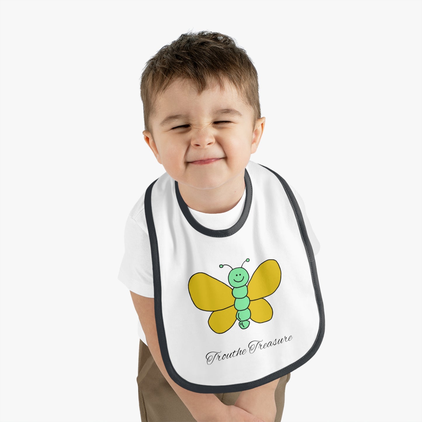 Butterfly - Baby Contrast Trim Jersey Bib