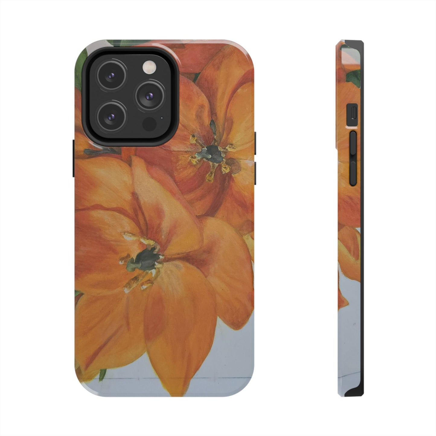 Orange floral - Tough Phone Cases