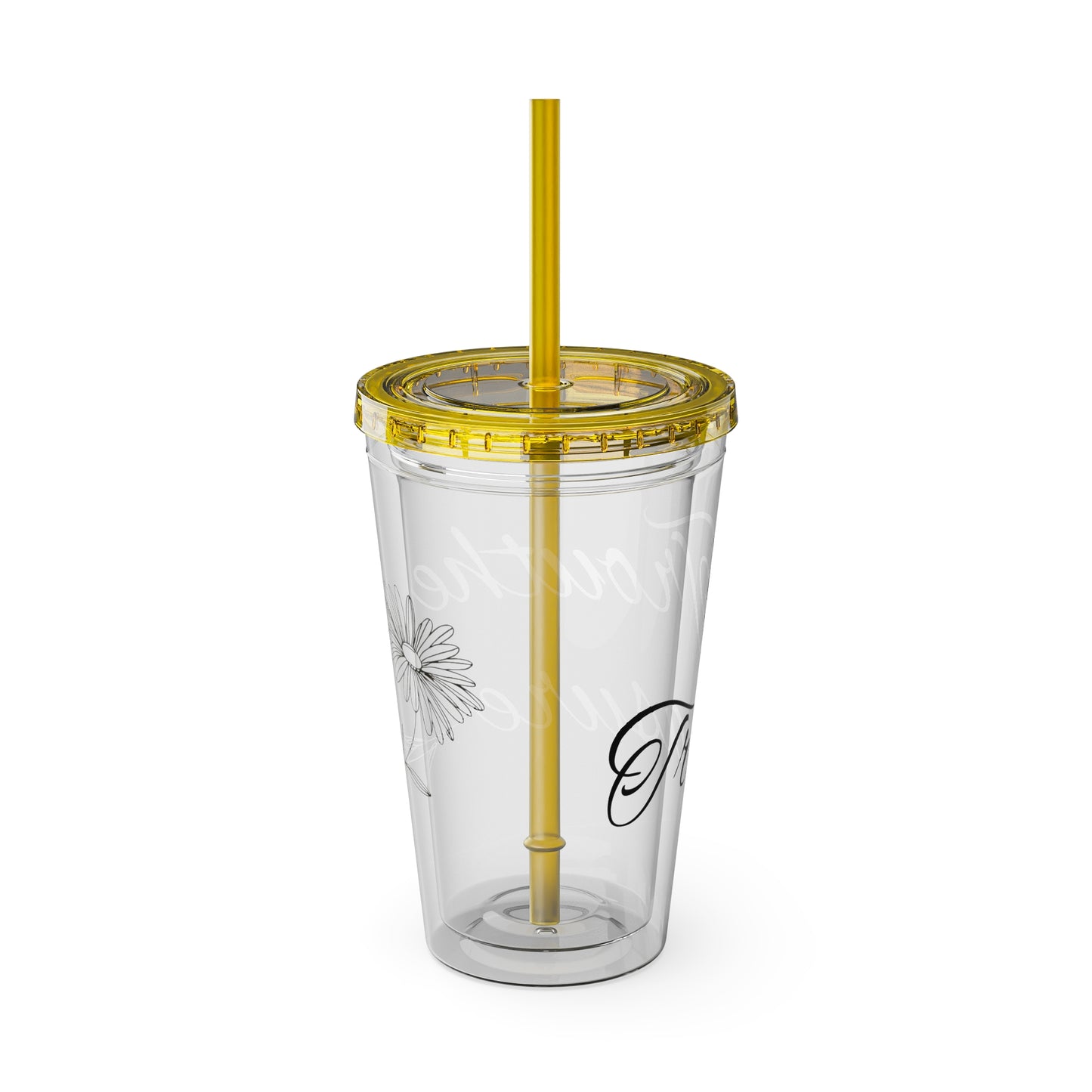 Sunsplash 16oz Tumbler with Straw - 'Treasure' Design, Clear Travel Cup for Drinks, Perfect Gift for All Occasions