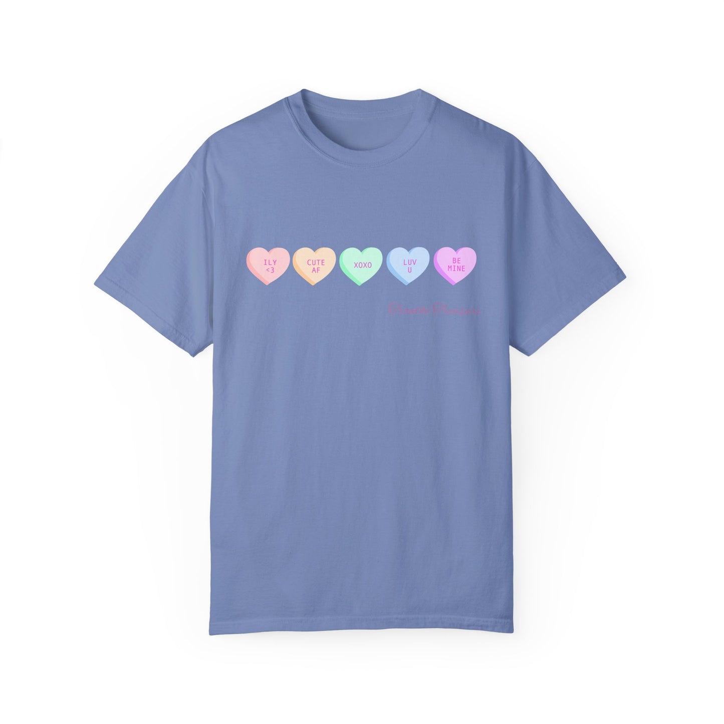 Cute Hearts Unisex Garment-Dyed T-Shirt for Valentine's Day