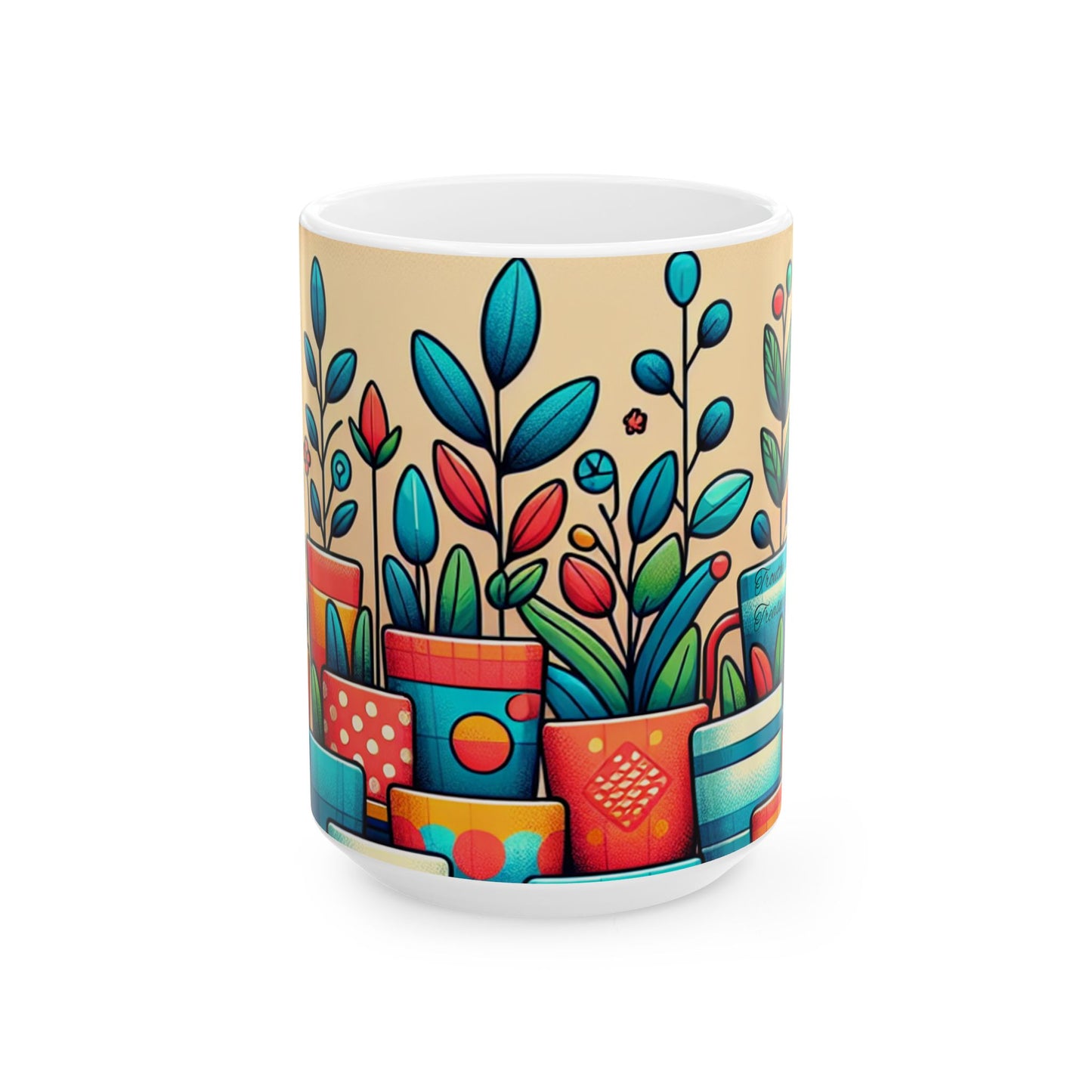 Vibrant Botanical Ceramic Mug - Perfect Gift for Plant Lovers