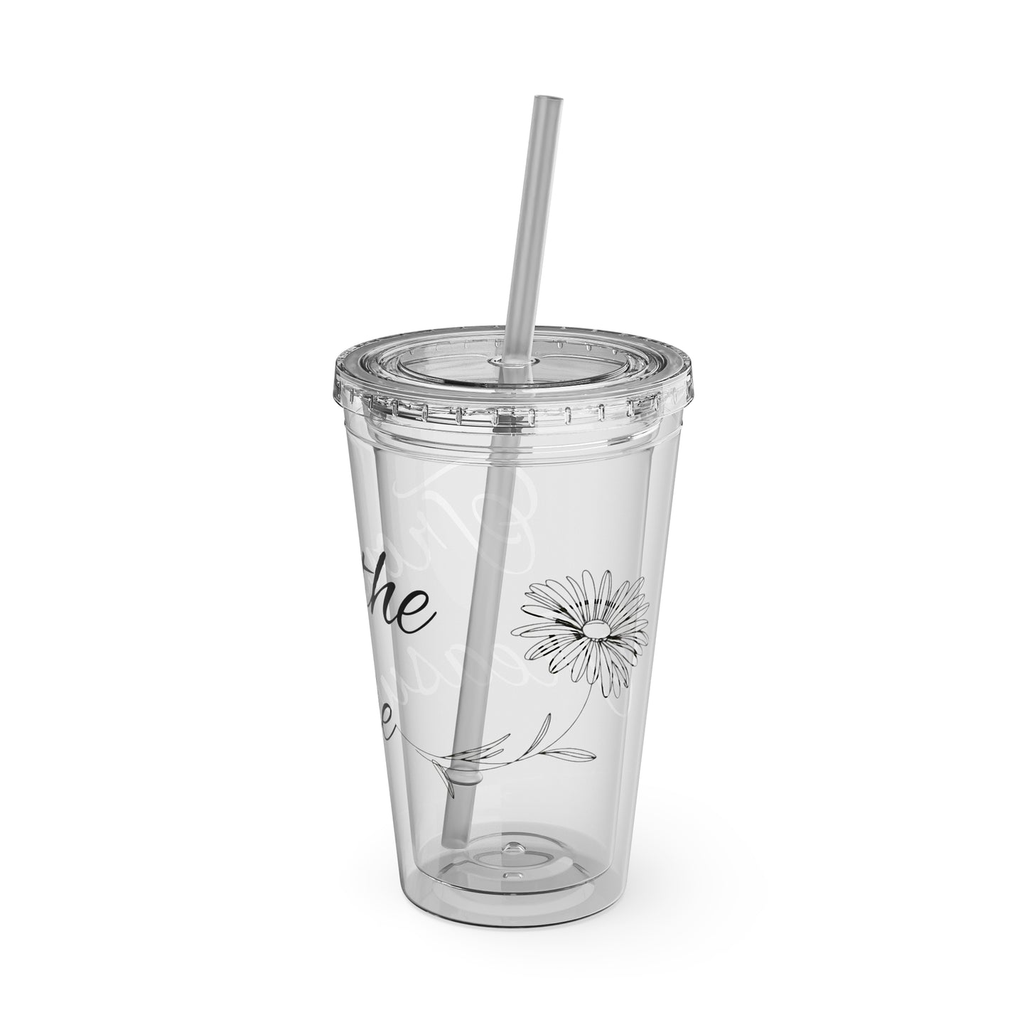 Sunsplash 16oz Tumbler with Straw - 'Treasure' Design, Clear Travel Cup for Drinks, Perfect Gift for All Occasions