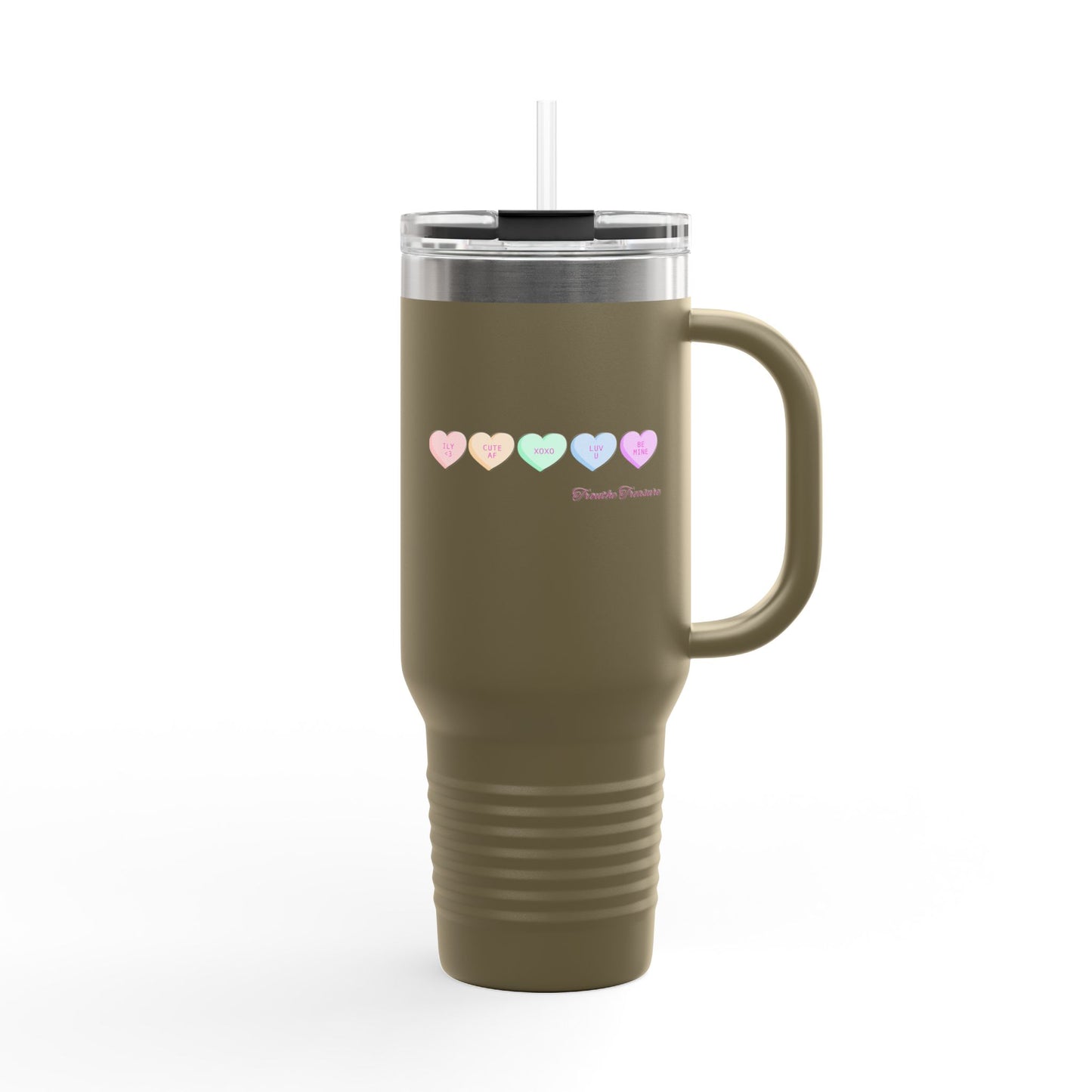 Colorful Hearts Insulated Travel Mug - 40oz, Perfect for Coffee Lovers & Gifts