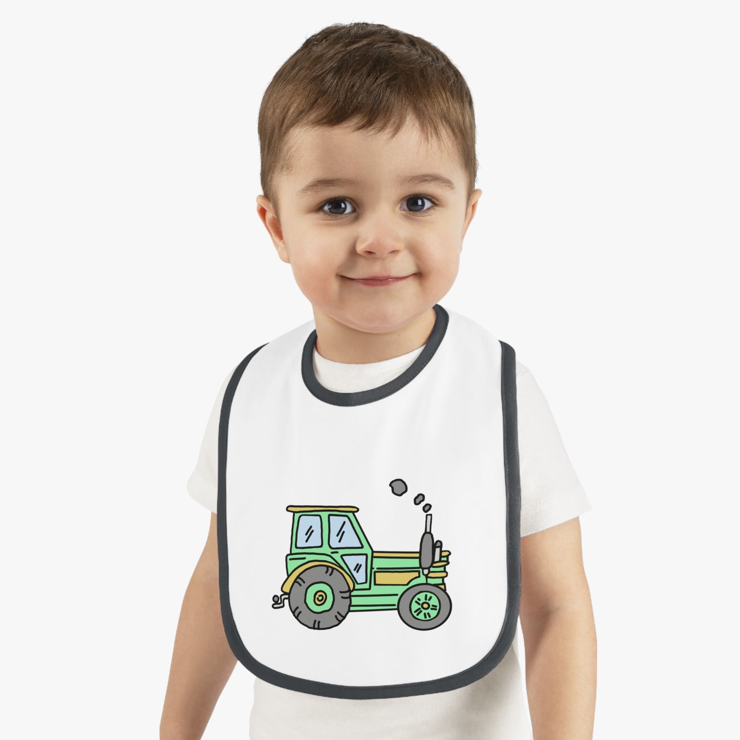 Tractor - Baby Contrast Trim Jersey Bib