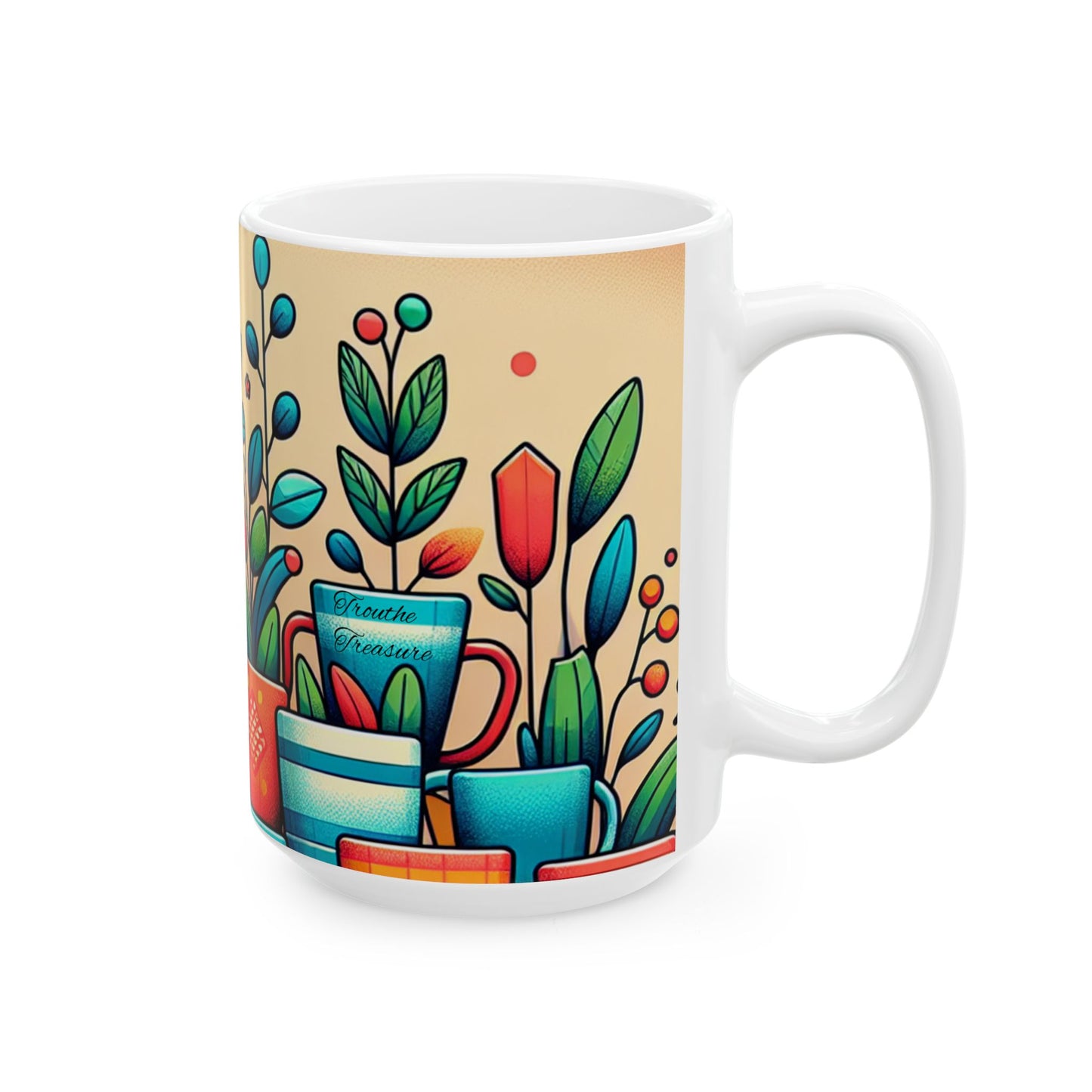 Vibrant Botanical Ceramic Mug - Perfect Gift for Plant Lovers