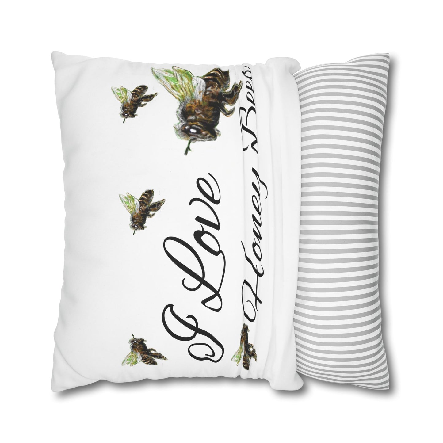 Trouthe Treasure / Honey Bee - Square Poly Canvas Pillowcase .