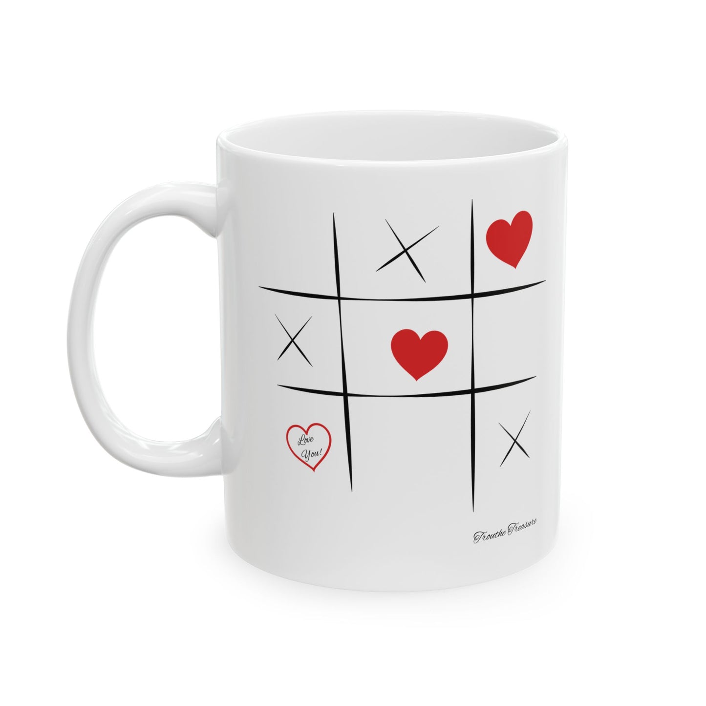 Love Game Ceramic Mug - Fun & Playful Heart Design for Coffee Lovers