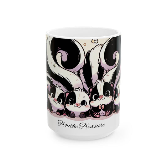 Cute Skunk Ceramic Mug - Frouth the Treasure, Perfect for Animal Lovers