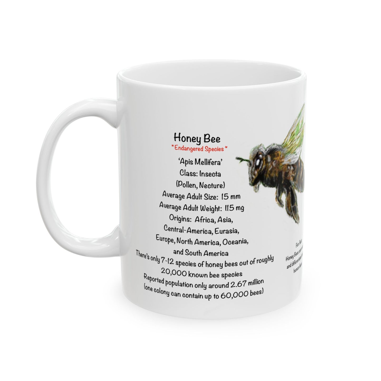 Honey Bee -Ceramic Mug, (11oz, 15oz)
