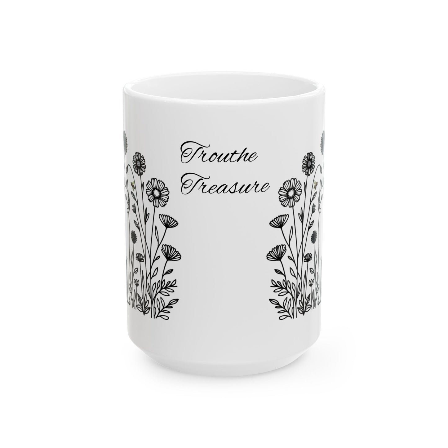 Floral Ceramic Mug - "Trouthe Treasure" Design for Nature Lovers