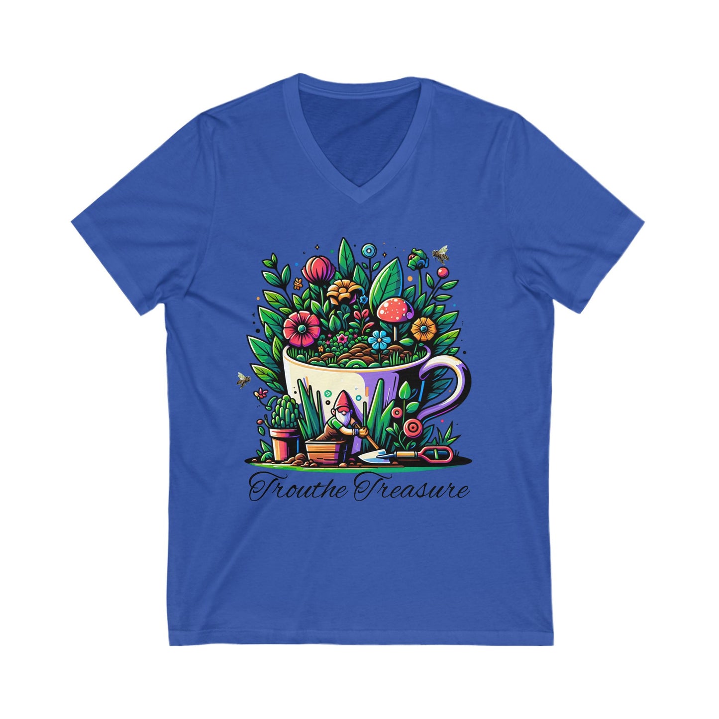 Friendly Garden V-Neck Tee - "Frothing Treasures" Floral Design