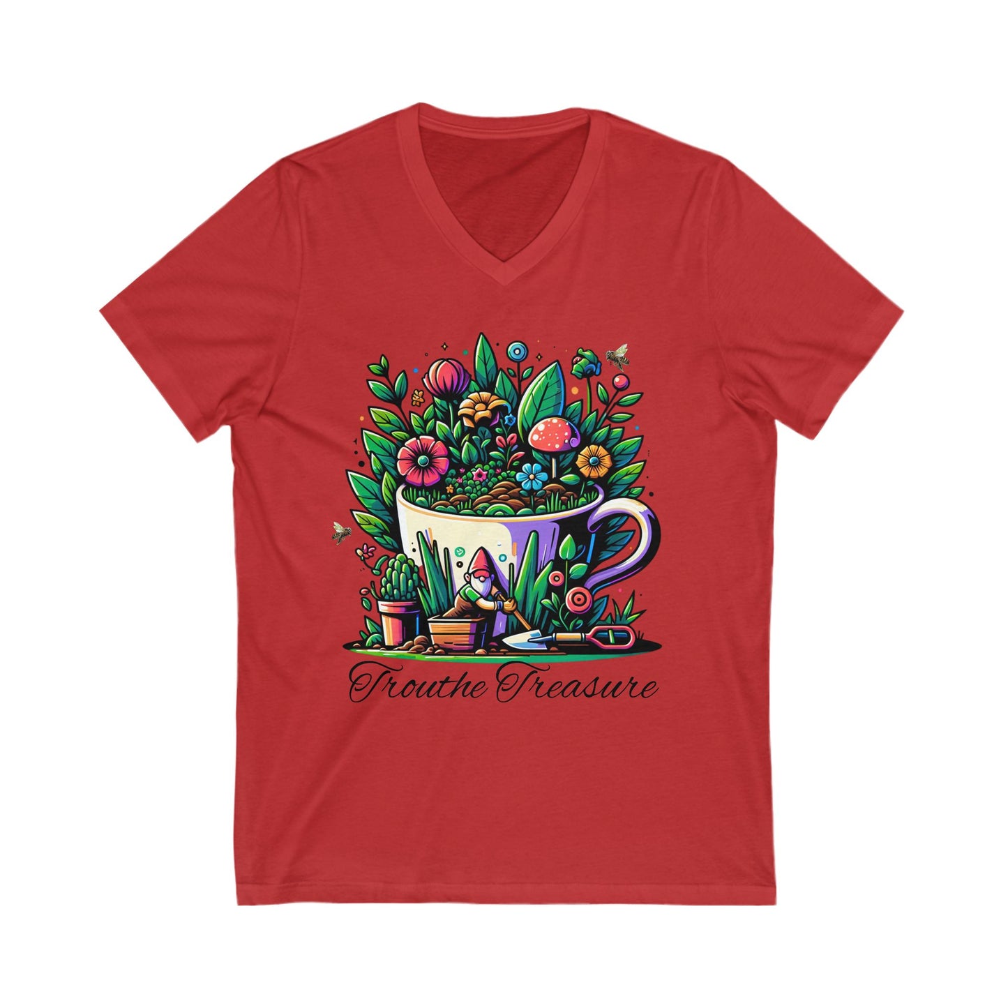 Friendly Garden V-Neck Tee - "Frothing Treasures" Floral Design