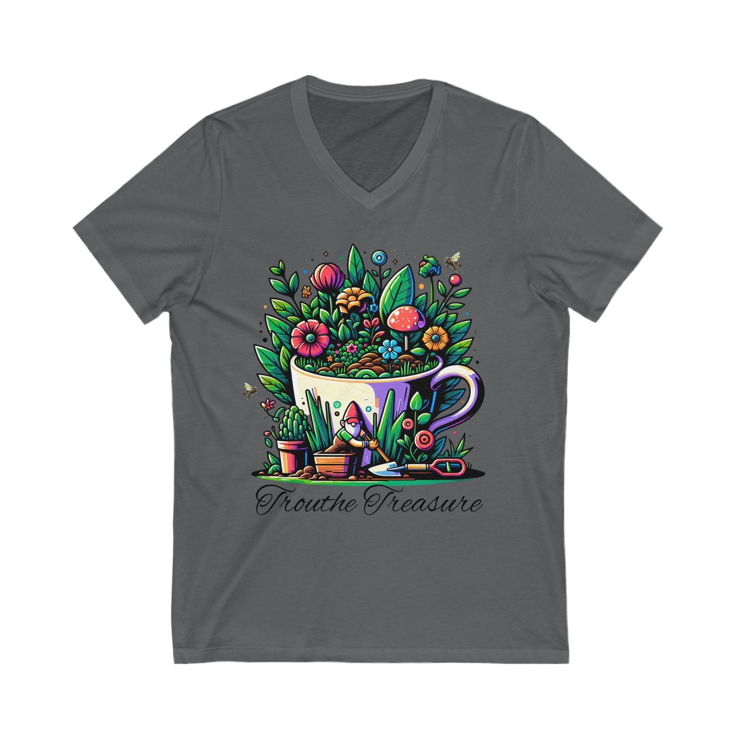 Friendly Garden V-Neck Tee - "Frothing Treasures" Floral Design