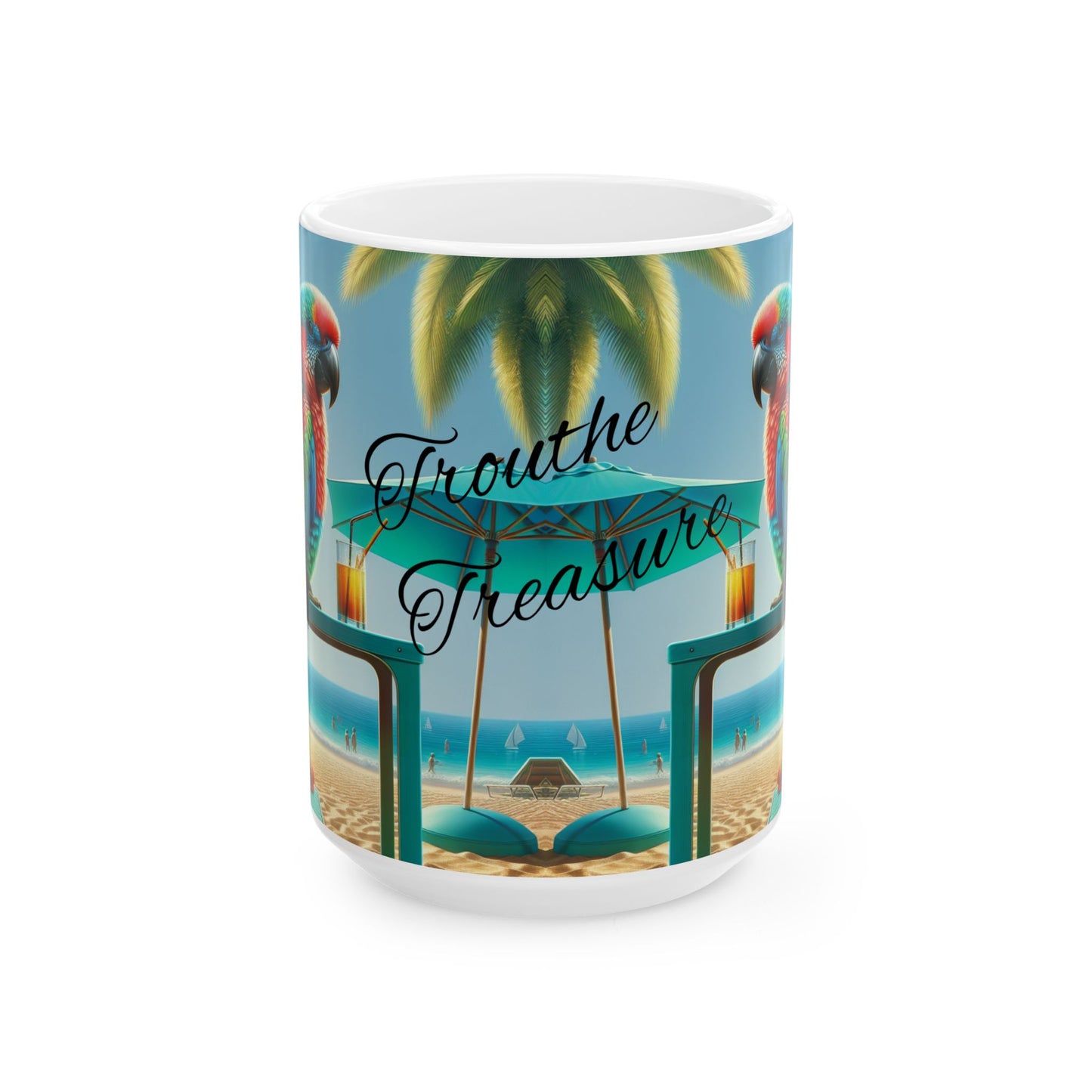 Tropical Paradise Ceramic Mug - "Treasure" Design (11oz & 15oz)