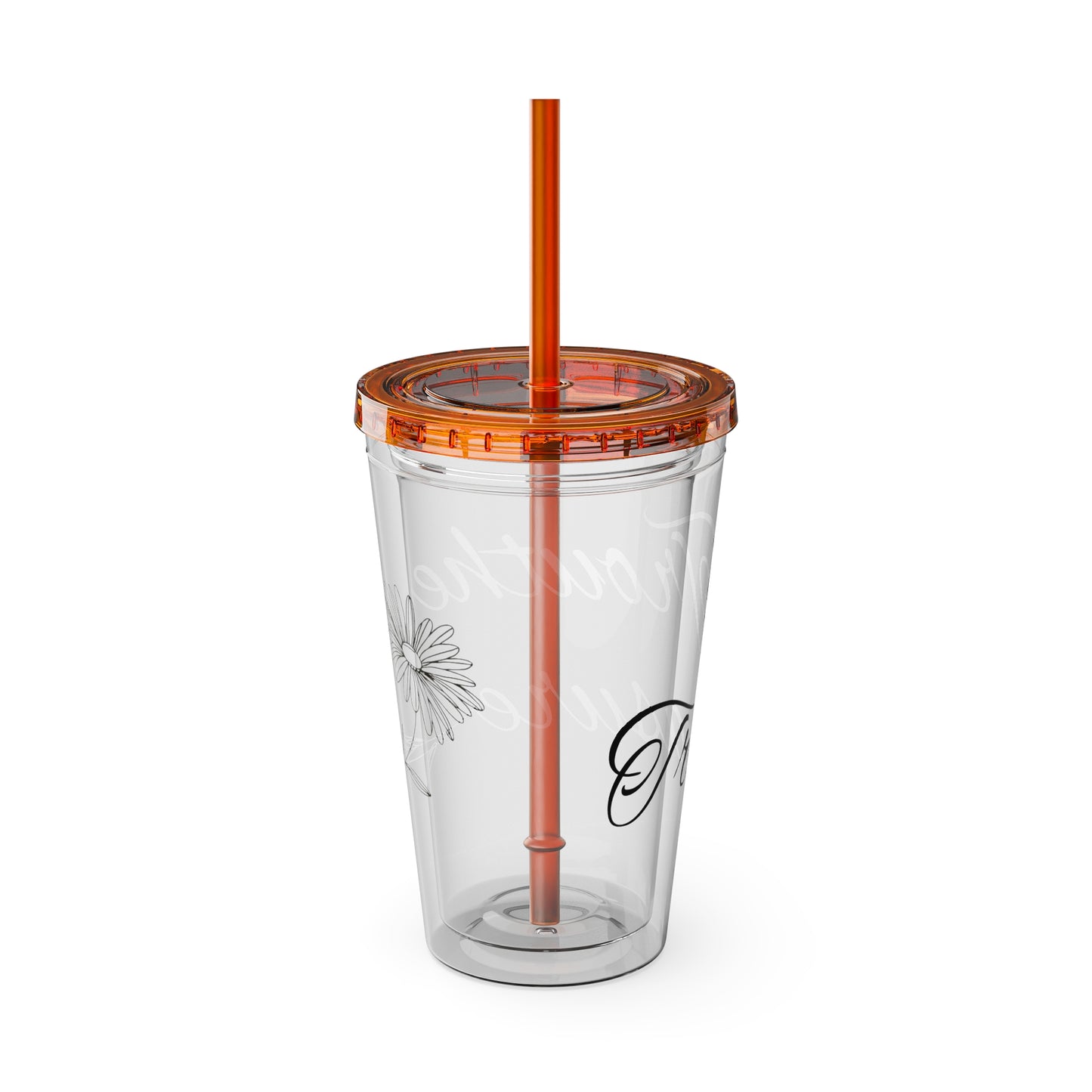 Sunsplash 16oz Tumbler with Straw - 'Treasure' Design, Clear Travel Cup for Drinks, Perfect Gift for All Occasions