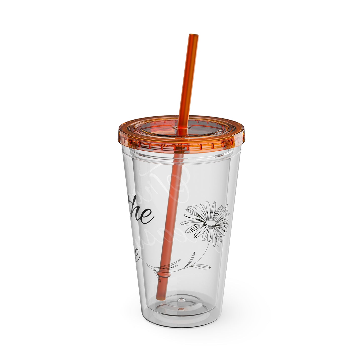 Sunsplash 16oz Tumbler with Straw - 'Treasure' Design, Clear Travel Cup for Drinks, Perfect Gift for All Occasions