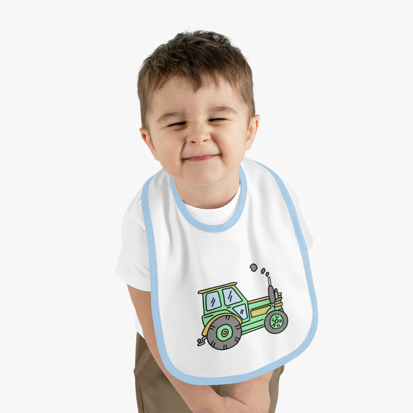Tractor - Baby Contrast Trim Jersey Bib