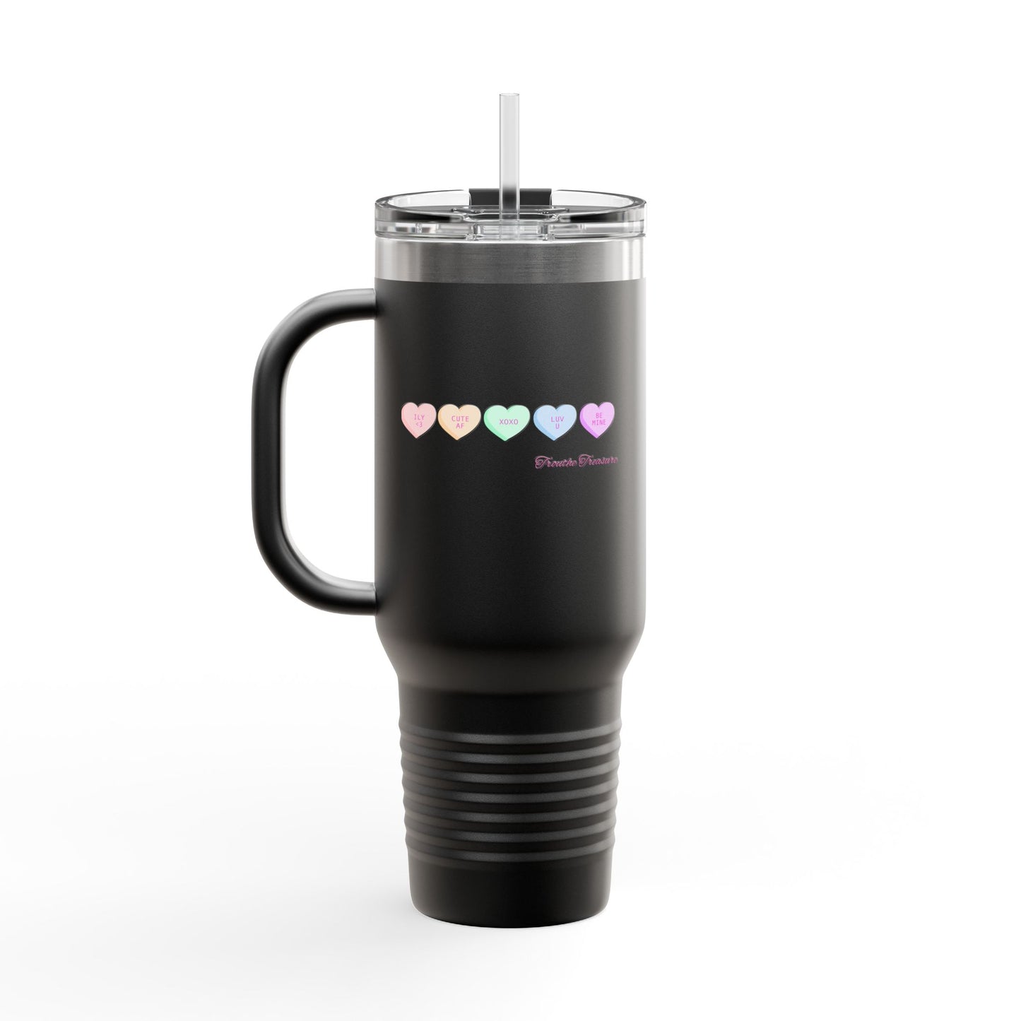 Colorful Hearts Insulated Travel Mug - 40oz, Perfect for Coffee Lovers & Gifts