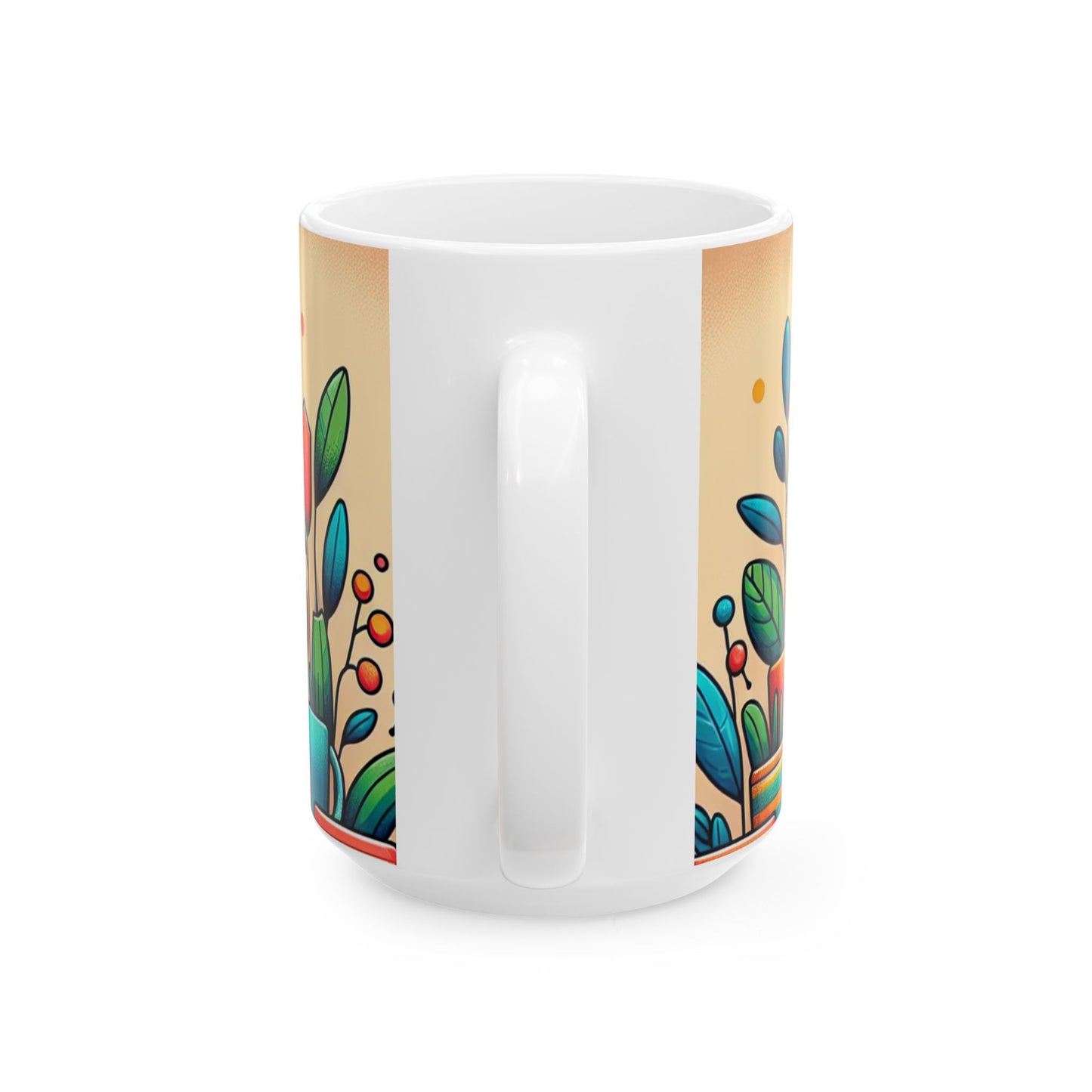 Vibrant Botanical Ceramic Mug - Perfect Gift for Plant Lovers