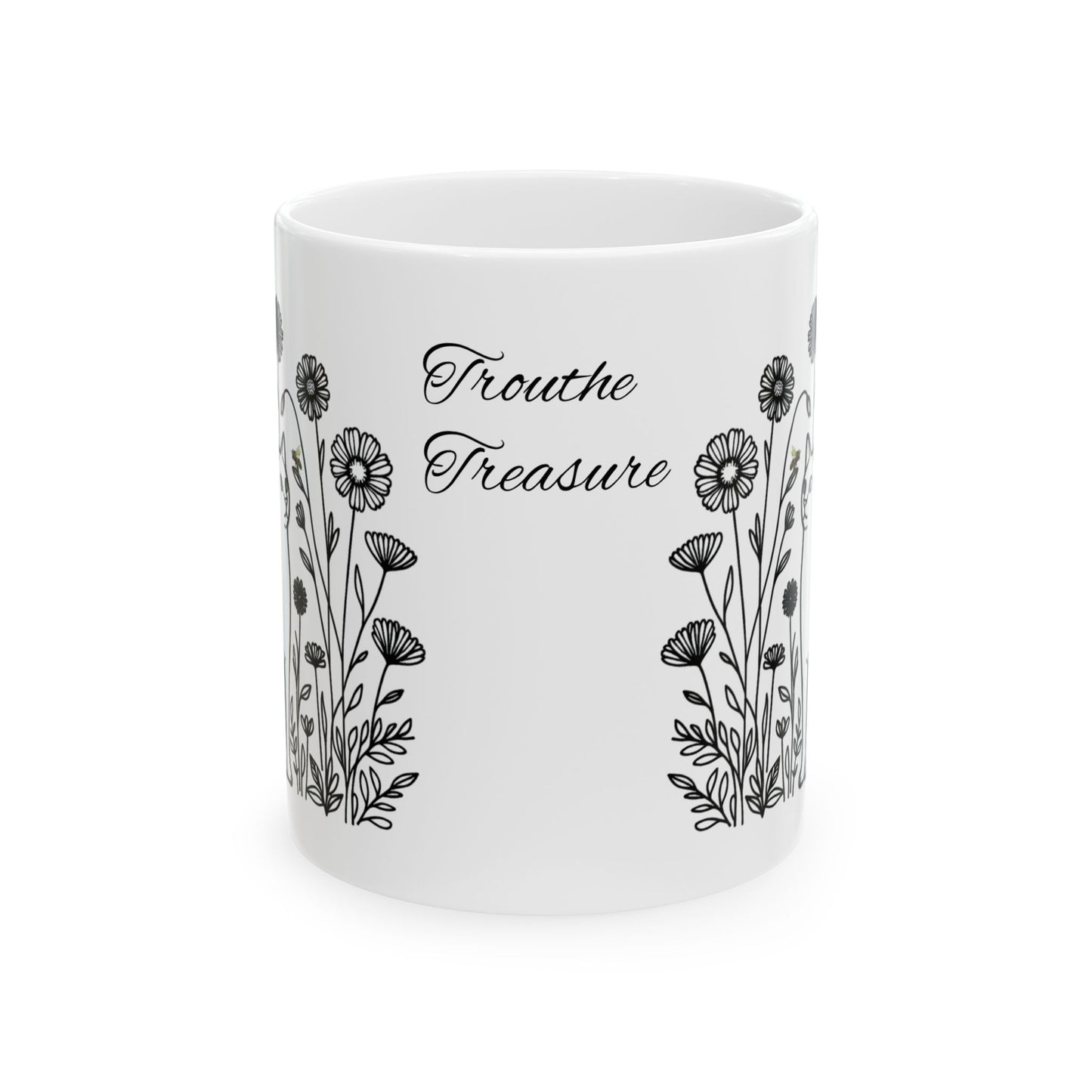 Floral Ceramic Mug - "Trouthe Treasure" Design for Nature Lovers