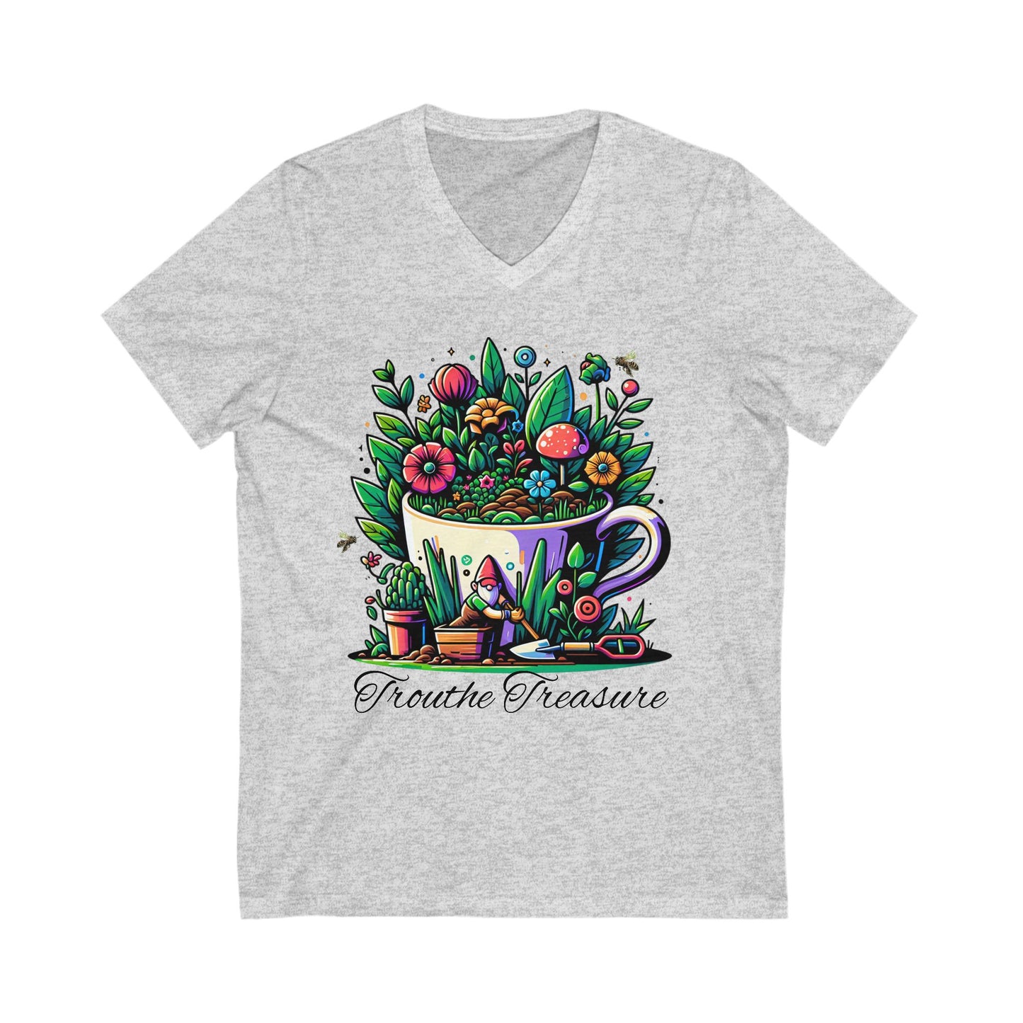 Friendly Garden V-Neck Tee - "Frothing Treasures" Floral Design