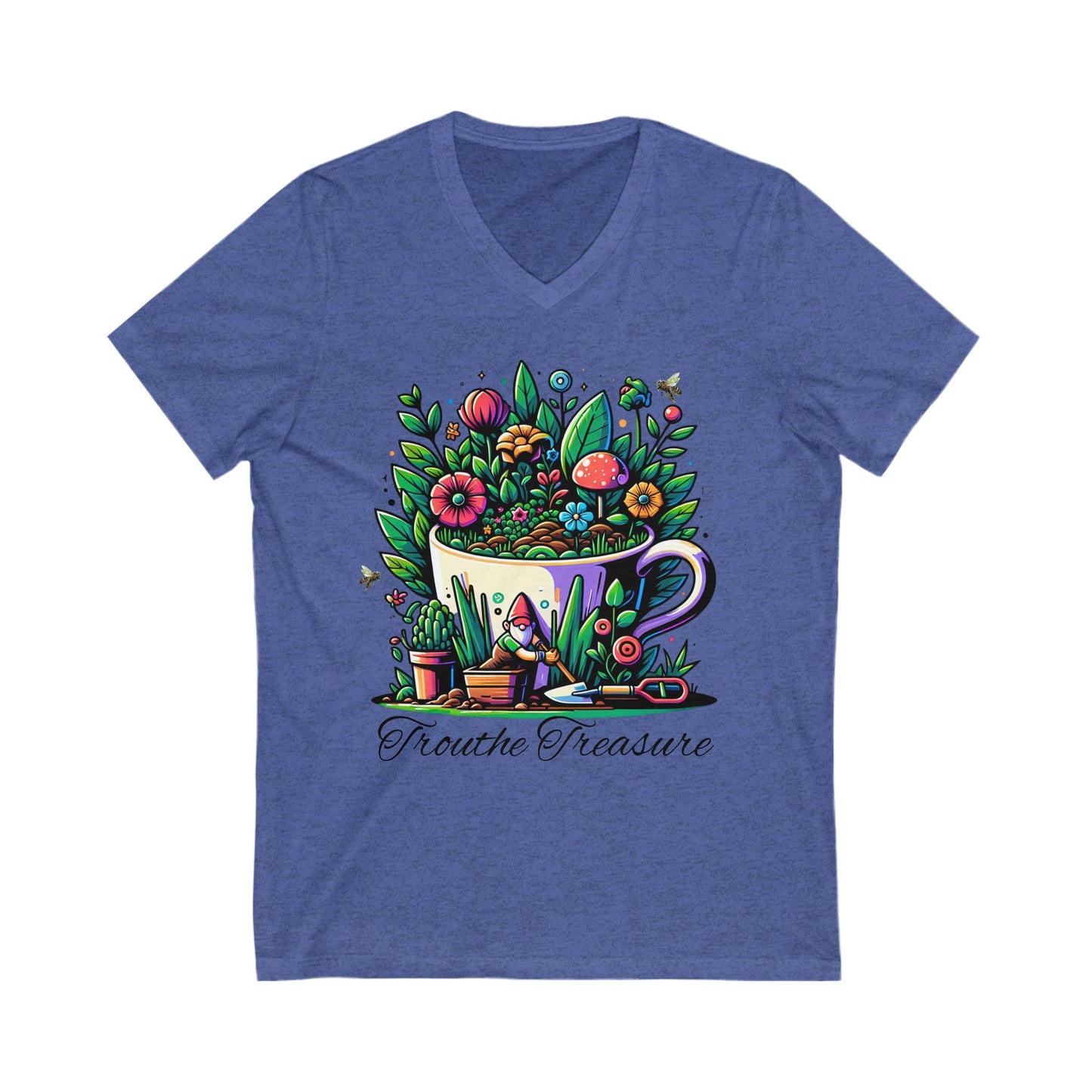Friendly Garden V-Neck Tee - "Frothing Treasures" Floral Design