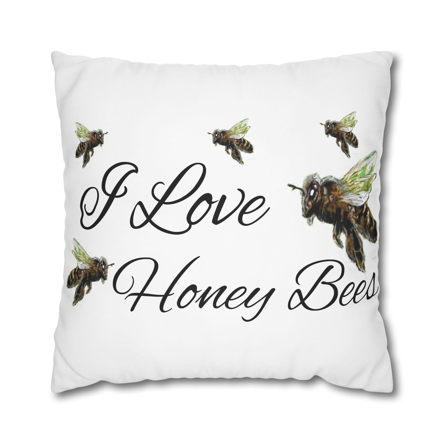Trouthe Treasure / Honey Bee - Square Poly Canvas Pillowcase .