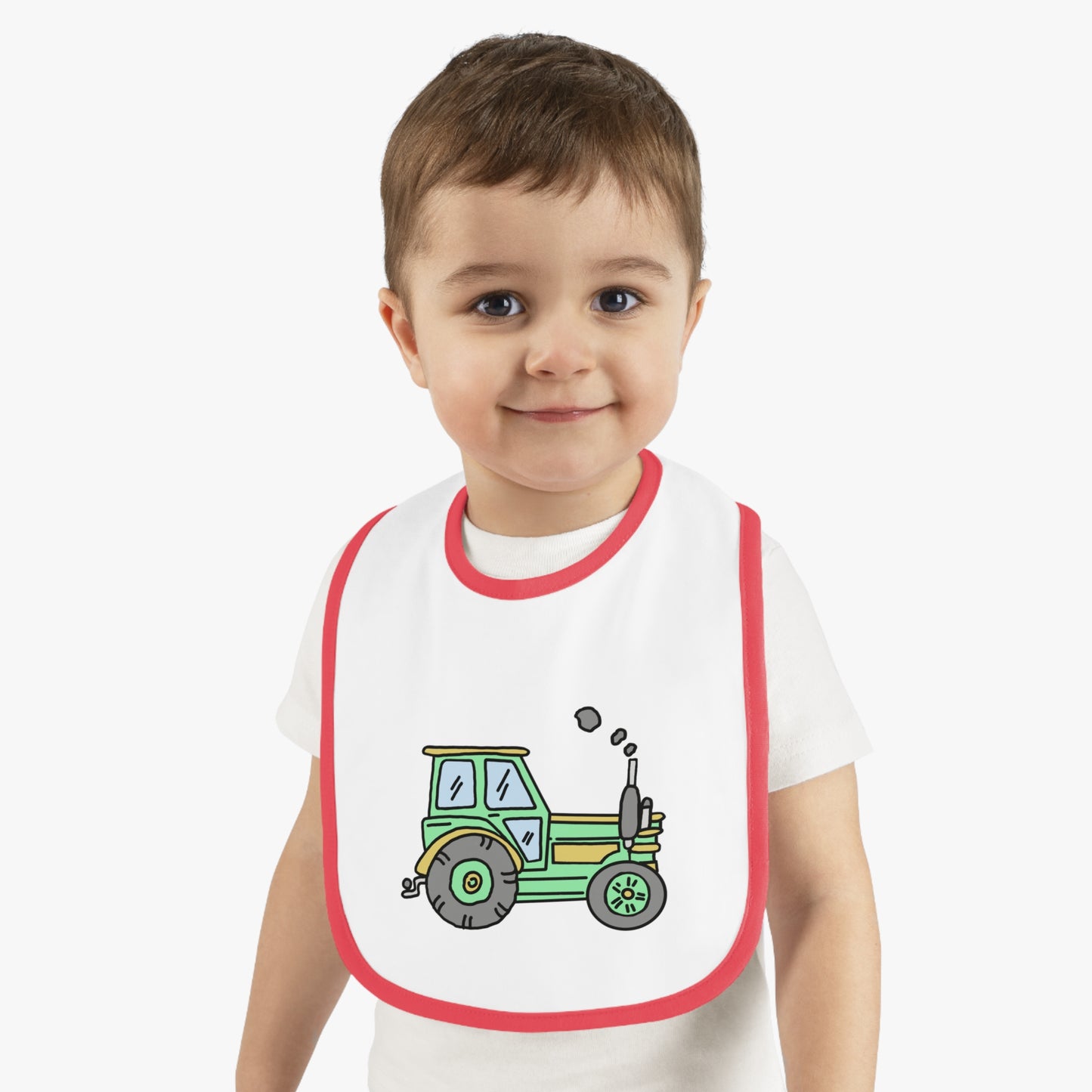 Tractor - Baby Contrast Trim Jersey Bib