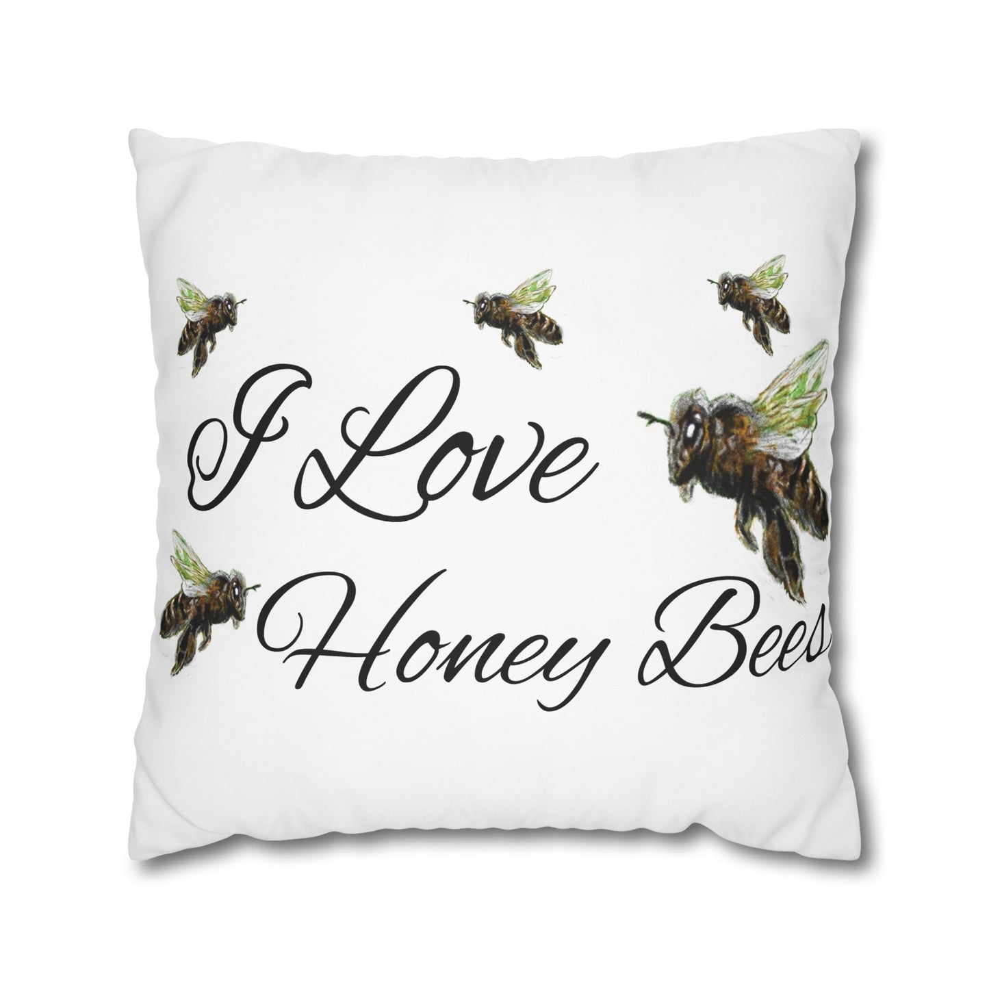 Trouthe Treasure / Honey Bee - Square Poly Canvas Pillowcase .