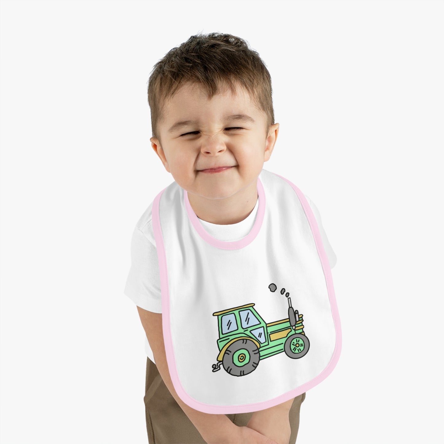 Tractor - Baby Contrast Trim Jersey Bib